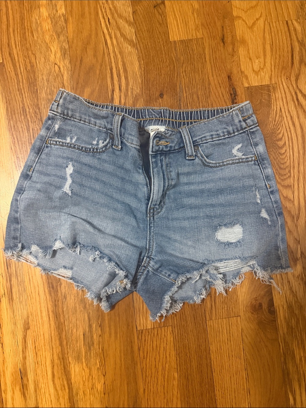 aerie Light Wash Distressed Denim Cutoff Shorts